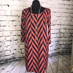 NWT-Coral and Navy chevron dress